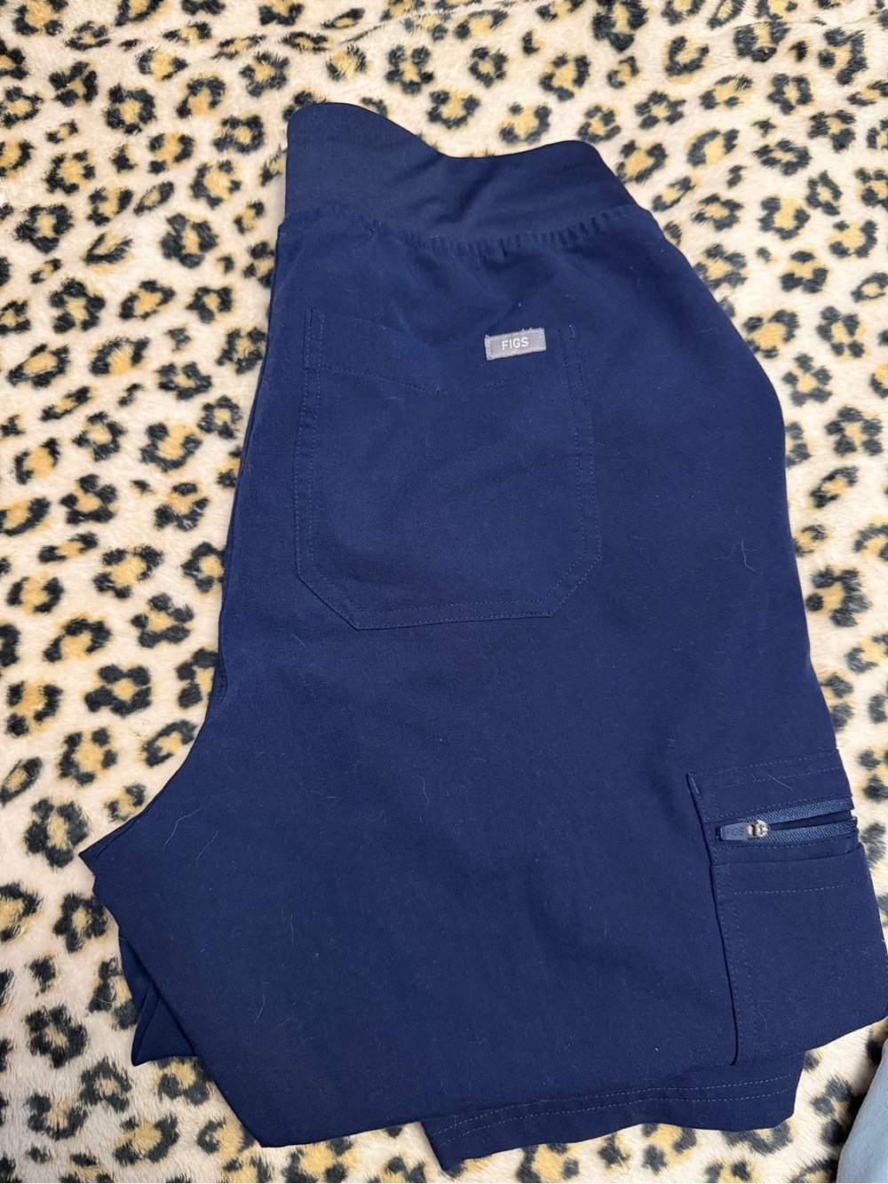 Figs Navy Cargo Scrub Pants with Zip Pocket